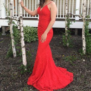 Angela & Alison Size 4 Lace Prom Dress (not tailored)